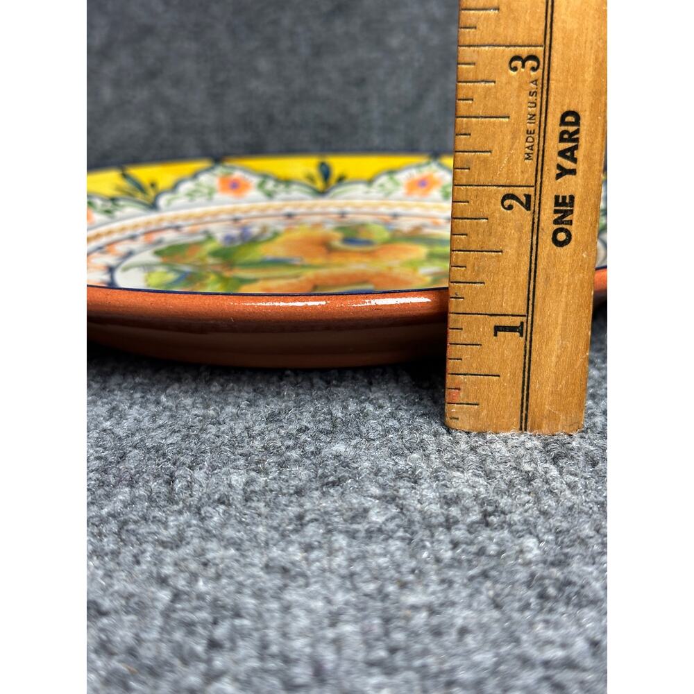 Vintage 1999 Polido & Filho Portugal terracotta plate floral hand painted rustic - Picture 9 of 9